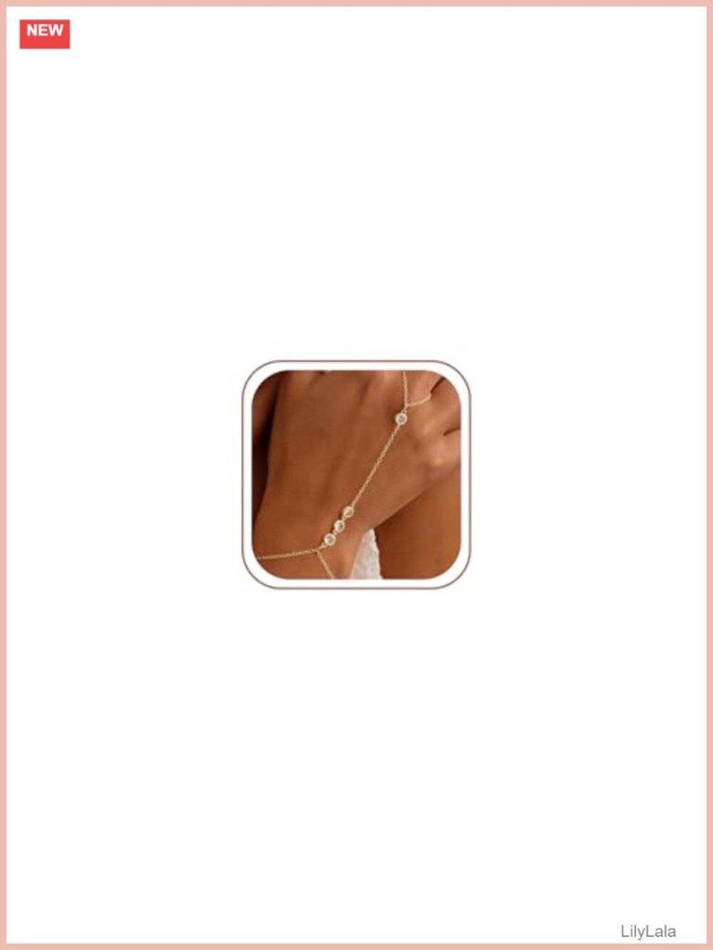 14K Gold Plated Ring Hand Chain Bracelet Dainty Link Adjustable Women's Jewelry